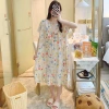 Summer women's cotton silk nightgown, loose and thin style with oversized short-sleeved pajamas, anti-protrusion cotton silk home wear, Korean version Application Scenario